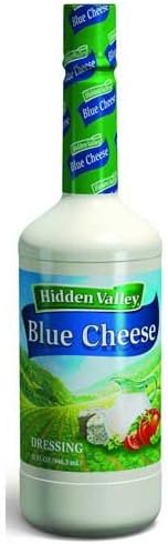 Hidden Valley Blue Cheese Dressing, 32 Ounce Pour Bottle -- 6 per case.