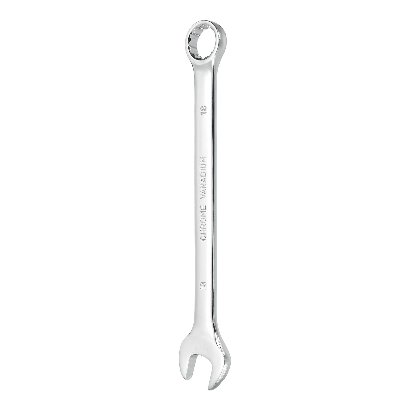 sourcing map Combination Wrench 18mm Metric 12-Point Box and Open End CR-V Steel Double Ended Spanner Tool for Automotive Pipe Furniture Machinery DIY Repair, Silver White