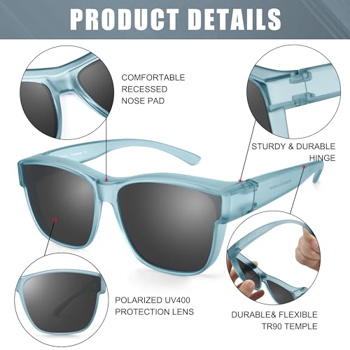 Image of Polarized Fit Over Sunglasses for Men Women, Oversized Square Sunglasses, UV400 Protection