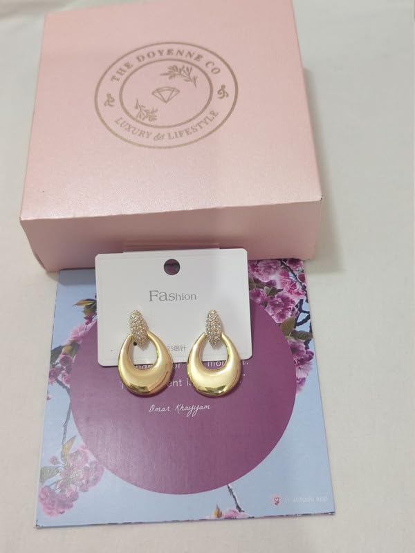 Image of Golden Tone Earring Set for Women | Micro gold Jewellery | Anti Tarnish Finish Minimal Design for Ethnic Western & Styling