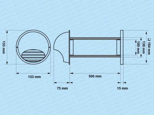 Zuluft Mauerkasten EZM Wanddurchführung Passivlüftung System Ø 150, Ausführung mit Isolierrohr (Schall und Wärme)