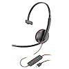 Poly Blackwire 3210 – Auriculares con cable (Plantronics) – Micrófono con cancelación de ruido – Diseño de una sola oreja – Conéctate a PC/Mac a través de USB-C o USB-A – Funciona con equipos, Zoom –