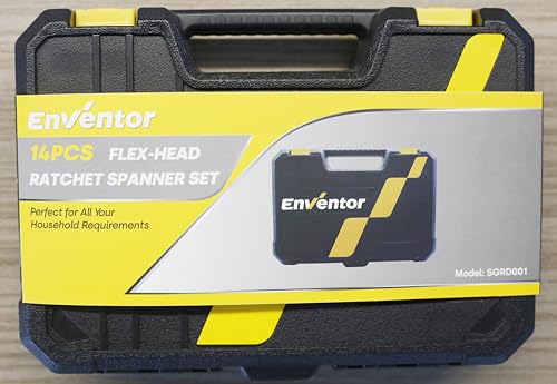 Enventor 14PCS Flex-Head Ratchet Spanner Set - Metric, 6mm to 19mm Ratcheting Combination Wrench Set with Carry Case, Chrome Vanadium Steel - 72-Teeth, 5° Swing Arc 9 Enventor 14PCS Flex-Head Ratchet Spanner Set - Metric, 6mm to 19mm Ratcheting Combination Wrench Set with Carry Case, Chrome Vanadium Steel - 72-Teeth, 5° Swing Arc - Image 9