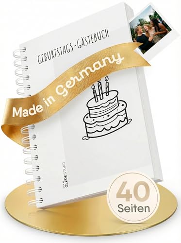 GLEDESTUND® Gästebuch Geburtstag mit Fragen | 40 Doppel-Seiten | 7...