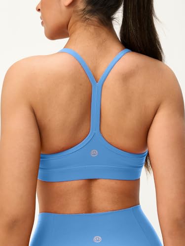 Image of Womens Y Back Padded Sports Bra Strappy U Neck Butter Soft Low Impact Workout Bras Yoga Pilates Walking
