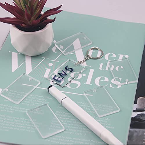 GraGra Acrylic Keychain Blanks, 90 Pieces Rectangle 2 Inch Plastic Transparent Keychain Rectangle Blank for DIY Keychain Crafting and Vinyl Projects, multi