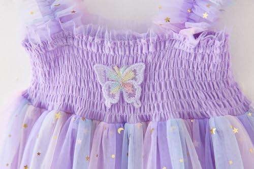 Toddler Girls Tulle Tutu Dress Rainbow Summer Tulle Sequin Dresses Size 12M-6T4