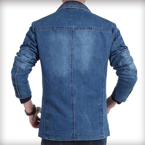 Men's Denim Jacket Notch Lapel Blazer Casual Daily Single Breasted Coat2