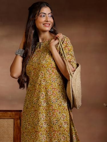Image of Libas Printed Cotton Straight Kurta With Palazzo