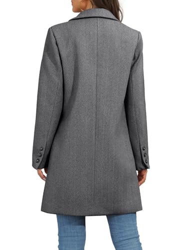 Ebifin Women's Notch Lapel Double Breasted Trench Coat Peacoat Winter Casual Long Blazer Jacket Overcoat4