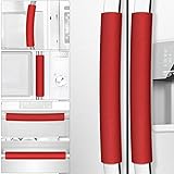 Royleath Refrigerator Handle Covers, 6PCS, Leather Kitchen Appliance Handle Covers, Keep Your Fridge Microwave Oven Stove or Dishwasher Clean, Stains Dirty Oils, Timesaver, Kitchen Decor (Pepper Red)