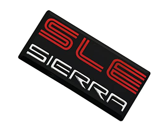 Image of SSDD SLE Sierra Cab Emblem Replacement for GMC 1500 2500 3500 Pillar Cab Roof Side Badge 88 89 90 91 New - 1pcs (Red /Chrome) CH-SLEsierra