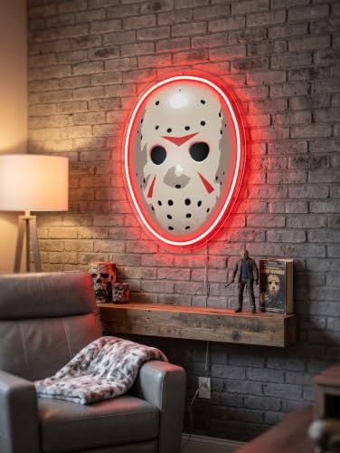Image of Silver Buffalo Friday the 13th Jason Mask Light-Up, Wall Art | Die Cut