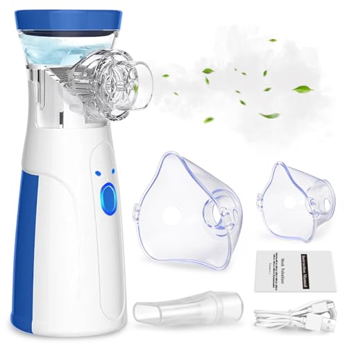 Nebulizador Portátil para Niños Adultos, Nebulizador Portátil Silencioso Recargable con 2 Máscaras y 1 Boquilla, Nebulizador Portatil Nebulizador para Familiar y Viajes