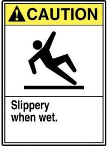 ANSI CAUTION Safety Sign SLIPPERY, Mfr: MSTF663VA-A