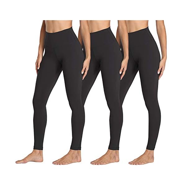 yeuG-3-Pack-Black-Leggings-for-Women-High-Waist-Leggings-Tummy-Control-Yoga-Pants Women's Soft Leggings-3 Pack High Waisted Black No See-Through Leggings Tummy Control Workout Yoga Pants (3 Pack Black,Black,Black, Small-Medium)