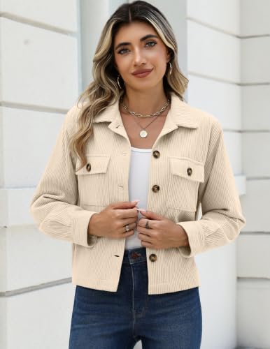 Zeagoo Womens Jacket Casual Cropped Button Down Corduroy Shacket Fall Coats - image 3