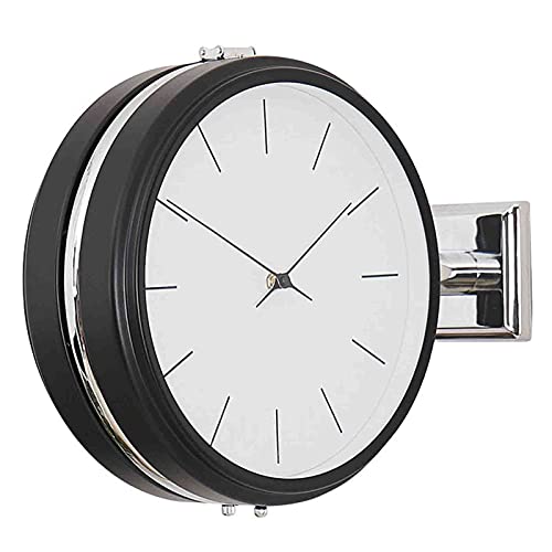Orologio da parete, orologio da parete vintage montato a parete, retrò, bifacciale, semplice, silenzioso, al quarzo, orologio da parete in ferro battuto rotondo per la decorazione del soggiorno - Effi