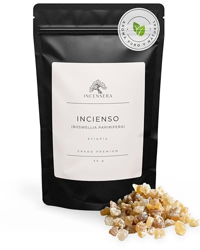 Incienso Natural de Resina Boswellia papyrifera 50 gr - Proveniente de Etiopía y Eritrea, Calidad Iglesia, Incienso Puro para Quemar