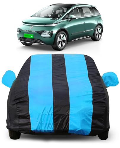Image of Autofact Car Body Cover for MG Windsor, Triple-Stitched, Windproof with Buckle Belt, Elastic Hem, UV Protection, Scratchproof & Dustproof, Soft Feather Fabric for All-Weather Protection (Teak Blue)