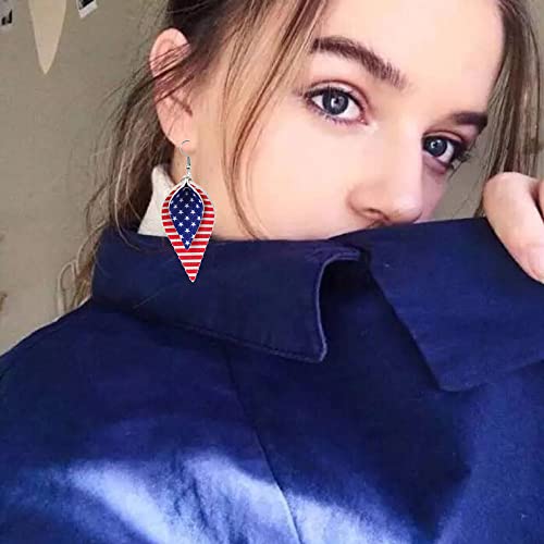 4 Pairs American Flag Earrings For Women Girls Star Heart Leather Earrings 4Th Of July Independence Day Holiday Earrings #TOP5