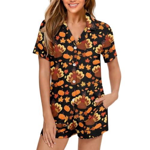 Image of Women's Short Sleeve Sleepwear Pajamas Nightwear with Pockets | skin-friendly breathable material resists pilling fading and deformation after repeated washing