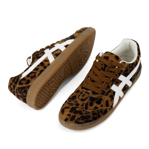 Image of Tigeridea Casual Sneakers for Women Lightweight Lace Up Tennis Shoes | Non-slip Lace Up Fashion Sneaker, Round Toe Retro Walking Shoes, 2026 Trendy Comfortable Trainers