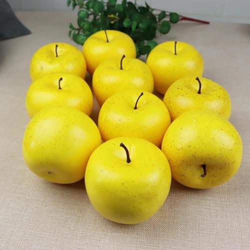 KUNGZUNMOLDS Frutas artificiales para decoración, 4 piezas de simulación de frutas de plástico, accesorios para fotos, frutas, hogar, varietal, tienda, modelo, decoración, 8 x 8 x 8 cm, color amarillo