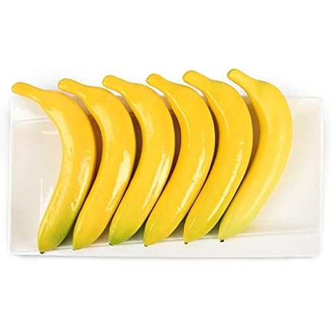 HUIANER Artificial Yellow Bananas 6PCS Fake Banbana Simulation Fake Fruit Home House Kitchen Decoration Set Cover