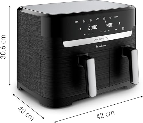 Moulinex Easy Fry Essential Edelstahl, 8,3 l, bis zu 8 Personen, 7 intuitive Programme, Air Fryer, Vollmahlzeit, Synchronisation… – Ansicht 2