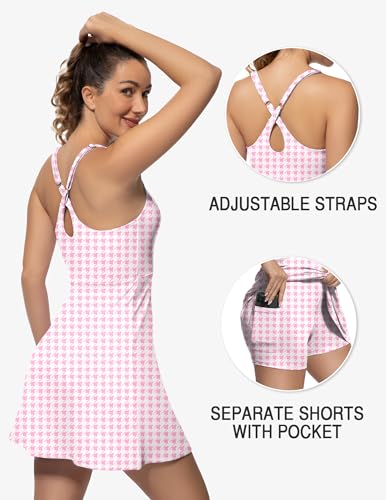 Tennis Dress for Women Athletic Golf Dress with Shorts and Pockets Backless Workout Dress with Adjustable Straps4