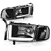 For 94-01 Dodge Ram (Non-Sport Model) LED DRL Black Housing Clear Corner Headlights/Lamps - Pair