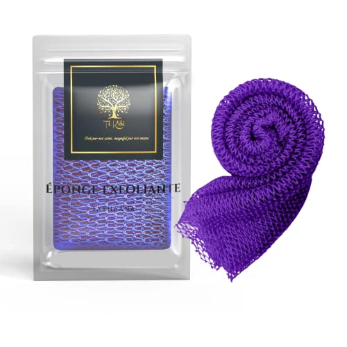 Sarhaana Filet de Douche africain Djampe Eponge de Bain exfoliante Gant Fleur de Toilette XL Accessoire Femme Homme Enfant Filet de Gommage corporelle (VIOLET)