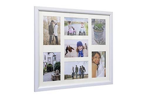 ARPAN MDF Multi Aperture Photo Collage Frame for 7 Photos 3 x 6\x 4 nd 4 x 4X 6Photos (White)