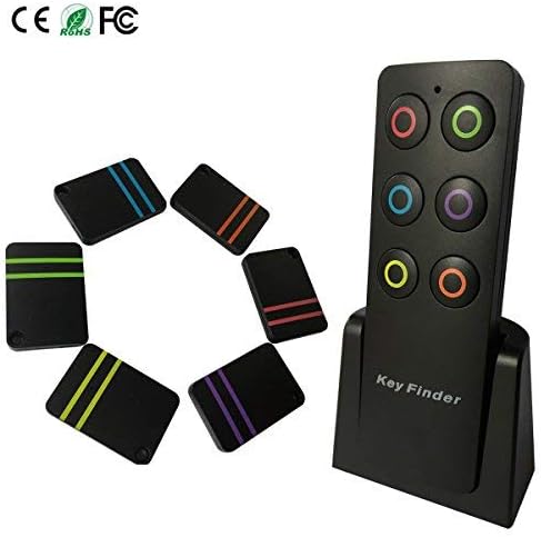 Key Finder, Smavida Remote Finder Keychain Lost Key Fob Locator Car Key Phone Wallet Tracker, 1 Transmitter with 6 Color-Coded Finders[Battery Replaceable]