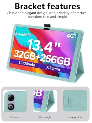 Étui DOOGEE TAB G6 MAX 13.4" antichoc vert avec dragonne et support