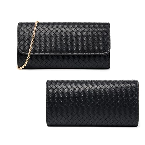 Image of Women's Woven Evening Bag Casual Leather Shoulder Handbag Fashion Crossbody Clutch Purse