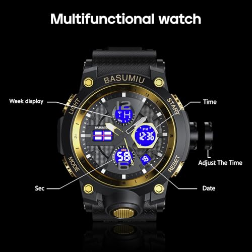 Mens Sports Wrist Watches Analog Digital Tactical Military Watch Waterproof Gold Watches for Men3