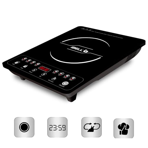 Image of iBELL 20YO 2000W Induction Cooktop with Full Touch Control, Auto Shut-Off & Overheat Protection, Crystal Glass Surface, 1+1 Year Warranty, Compact Design (Black)