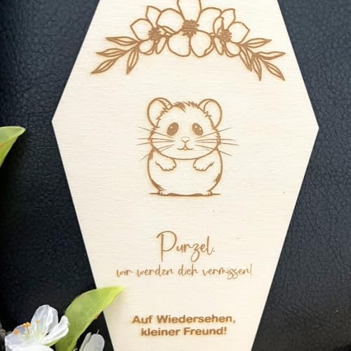 NoriKids Tiersarg aus Holz - Sarg für Haustiere – passend für Hamster, Mäuse o. Vögel – Motiv Taube o. personalisiert mit Name, Botschaft & Motiv – Holzkiste mit Deckel – 34 x 21 x 11 cm