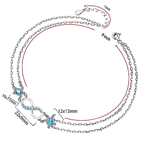 Image of Fenthring Sea Turtle Anklet Bracelets for Women Sterling Silver Ankle