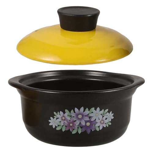 NULYLU Cazuela de Barro Casera para Cocinar en Casa Capacidad de 1.3l, Doble Asa y Material Resistente Que No Se Rompe ni Agrieta, Adecuado para Restaurante y Hogar
