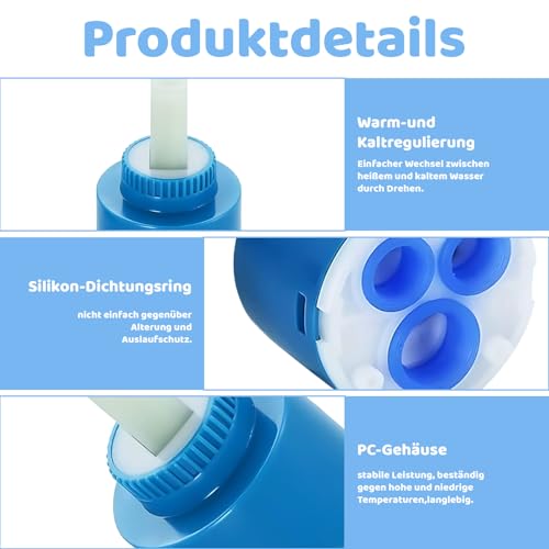Wasserhahn Kartusche, Kartusche Wasserhahn 2er Set Mit Einem Schraubenschlüssel, Keramik-Kartusche 35 Mm 90 Grad, Für Küchenarmaturen Und DIY-Reparaturen, Kartusche Für Blanco Und Dornbracht Armaturen