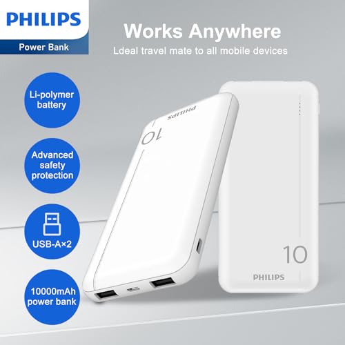 Batterie Externe PHILIPS Powerbak DLP1810NW 10000 mAh 2 Ports 5 Volts - vue 9