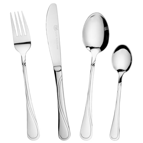 KARL HAUSMANN Cubertería 6 Personas, 24 Piezas Acero Inoxidable 18/0 - Juego de Cubiertos con Cuchillos Tenedores Cucharas y Cucharillas, Pulido Brillante, Apto Lavavajillas