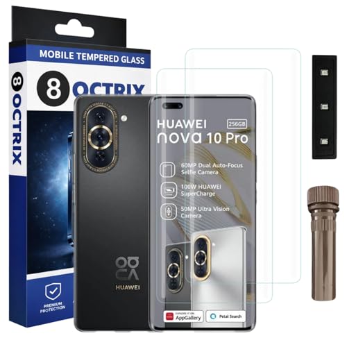 Image of Curved UV Tempered Glass Screen Protector for Huawei Nova 10 Pro | Transparent | Pack of 2 | Full Screen Coverage with UV Installation Kit