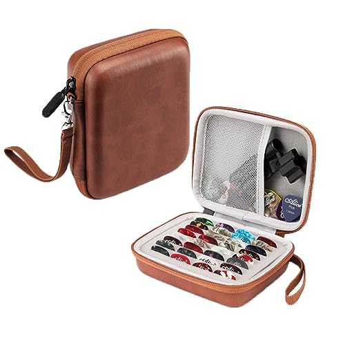 TRADERPLUS Étui de Rangement pour médiators compatibles avec Toutes Les Tailles de médiators Fender ChromaCast (Brun)