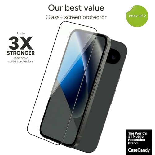 Image of CaseCandy - (Pack 2) Tempered Glass Screen Protector Guard for Google Pixel 9A / Pixel 10A (6.3 inch Screen Size) - 9H Hardness, Military Grade, Anti-Static, Easy Installation Kit - Fingerprint Working