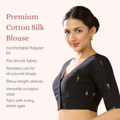 Image of Studio Shringaar Women's Handloom Cotton Silk Readymade Saree Blouse with Underarm Sweat Pads (Pack of 14 Pads)
