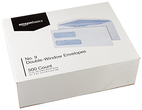 Amazon Basics #9 Double Window Security Tinted Envelopes, White, 500 Ct #TOP5